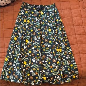 Black and White Pleated A-Line Midi Skirt